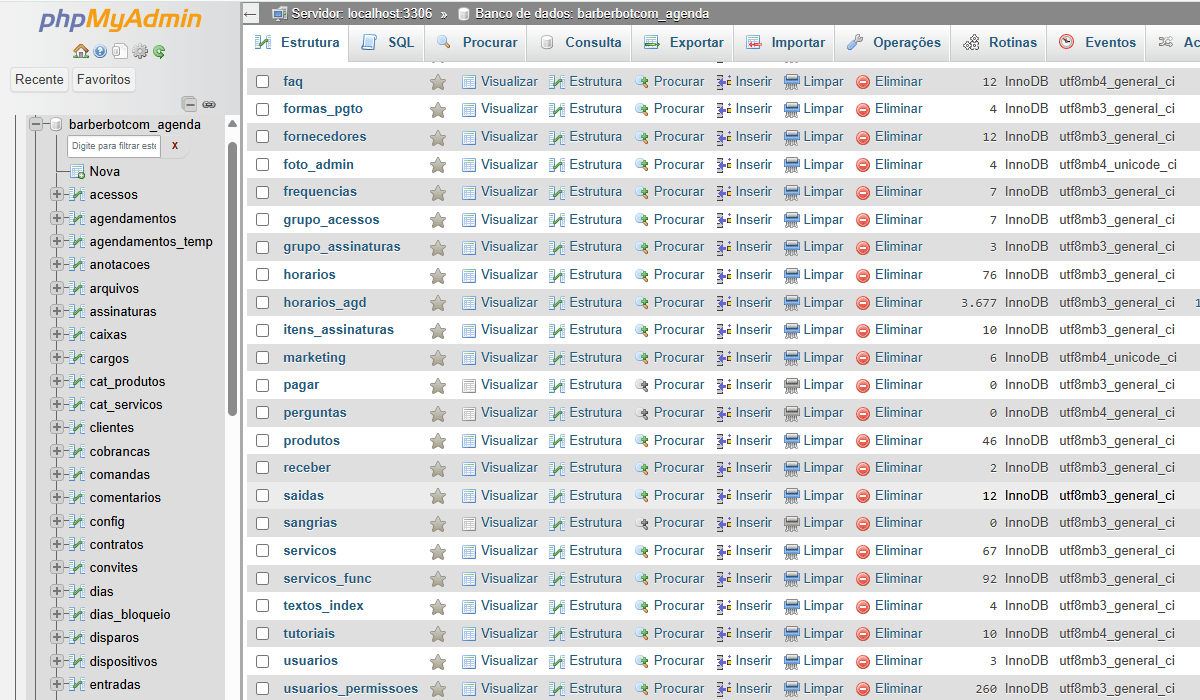 Banco de dados: barberbot